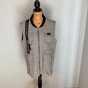 NWT Mauvais Checkered Utility Vest Men Size Medium